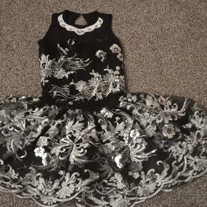Weissman Black and Silver Floral Dress